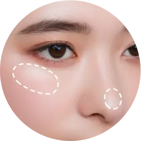 EYE HARMONY PALETTE クリームシャドウをハイライトとして頬や鼻に使用するイメージ