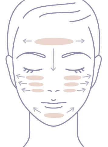 FIX FOUNDATION 塗り方の図解 顔全体への塗布ポイント
