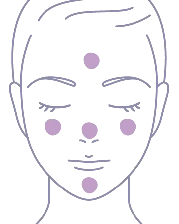 SKIN FILM PORE BASE 塗り方の図解 5点置き