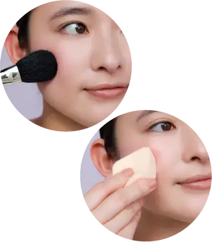 SKIN HUG CHEEK ブラシとスポンジの使い分けイメージ