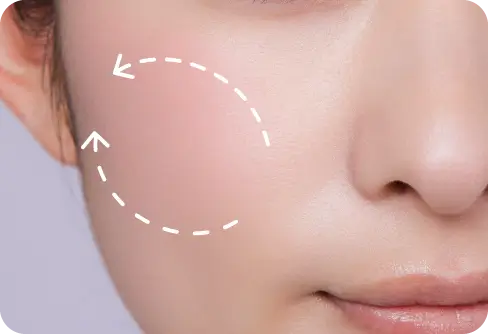 SKIN HUG CHEEK 01 PEONY FLAIR 塗り方イメージ